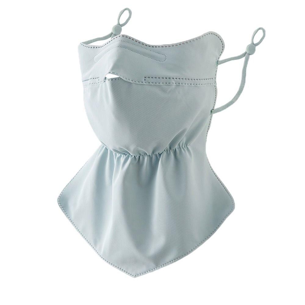 Hanging Ear Ice Silk Mask Solid Color Neck Sunshade Face Shield Ice Silk Face Mask  Summer