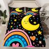 Радужная простыня на резинке двуспального размера и 2 наволочки, красочный радужный мультяшный комплект простыней на резинке с карманом 30 см для детей