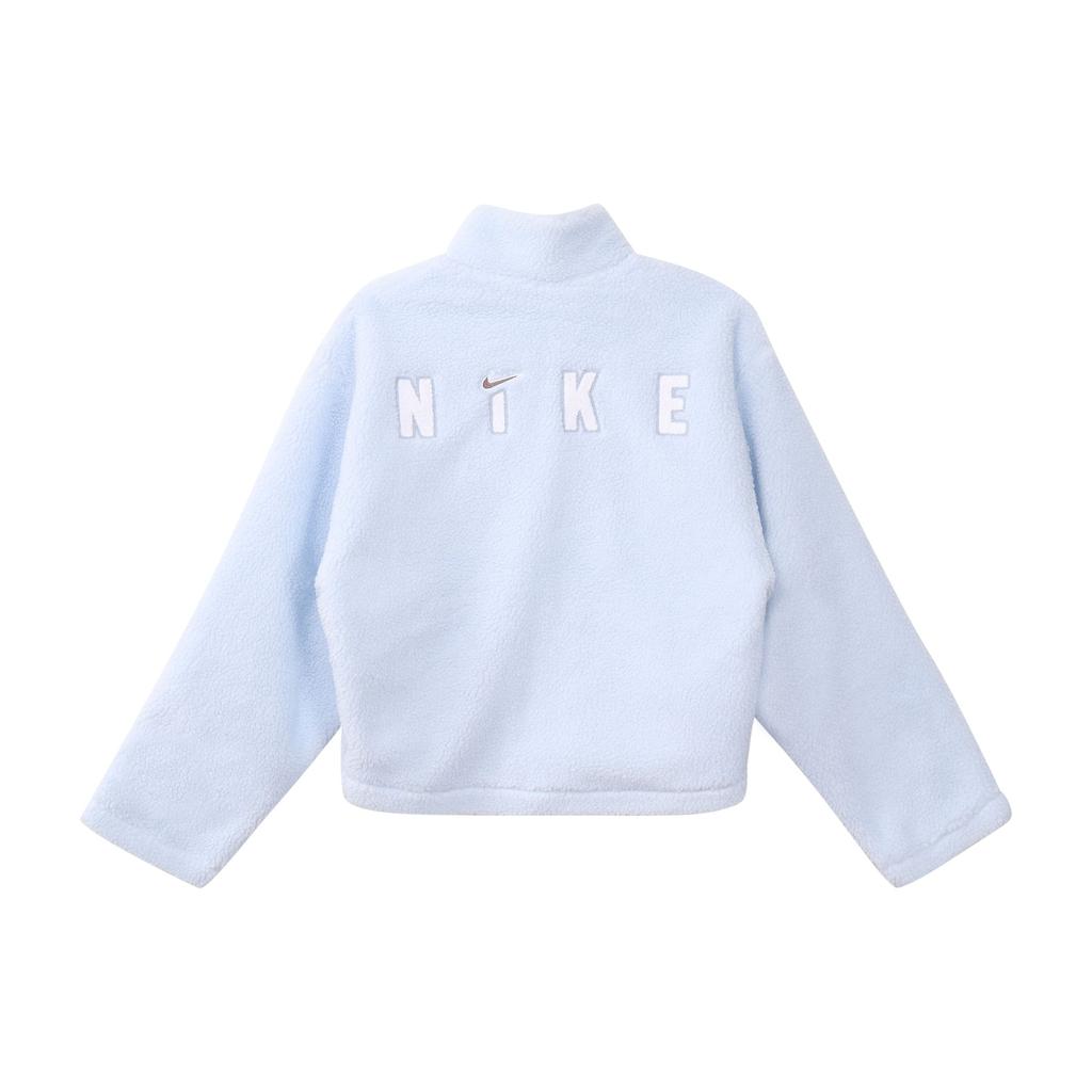 Nike Solid Color Stand Collar Zip Casual Loose Fit Thick Fleece Jacket Women Jacket Purple Blue FV4009-423