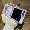Для Samsung Galaxy Z Flip5 Flip4 Flip3 противоударный узор с цветами и листьями, прозрачный корпус телефона, жесткий складной чехол для ПК
