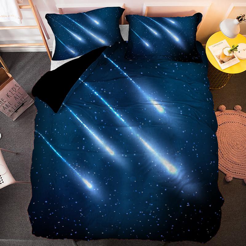 Пододеяльник с изображением метеорита и звезд, комплект постельного белья, ночное небо, сияющие звезды, покрывало для детей и подростков, для взрослых, полиэстер, пододеяльник размера King Size