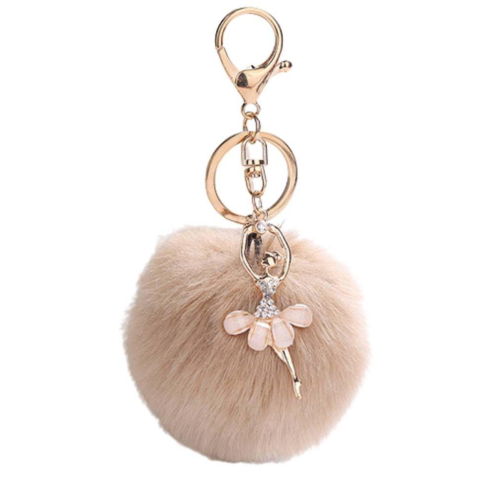 Key Ring Ballet Angel Girl keychain Little Angel Car keychain Fake Fur Key Chain Fur Ball Keyring