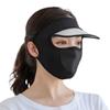 UV Protection Patch Summer UV Protection Ice Silk Mask UV Protection Face Cover Veil Brim Included Outdoor Cycling Sun Hat, [01] Black