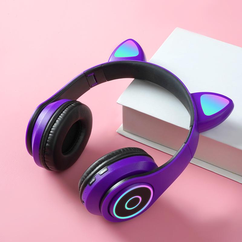 Светящаяся беспроводная Bluetooth-гарнитура с ушками кошки B39A