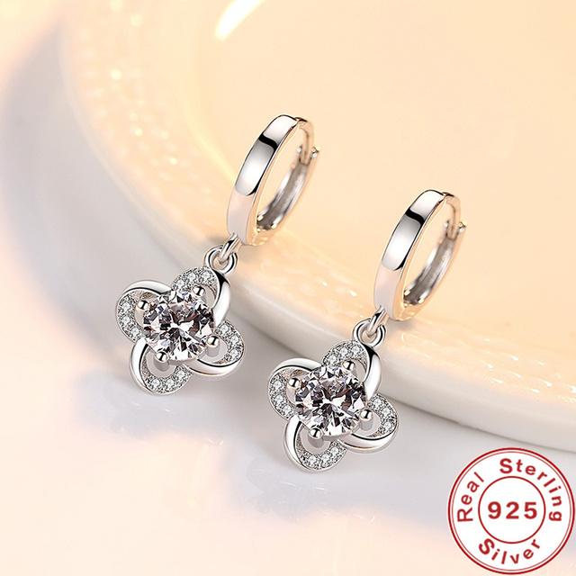 925 Sterling Silver Earrings Eternal Love Design Cubic Zirconia Earrings For Women'S Engagement Jewelry Gifts