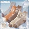 5 Pairs Women Thermal Wool Winter Socks - Christmas Reindeer & Snowflake Design, Thick Warm Mid-Calf Elegant Casual Socks, Comfortable Sock Material
