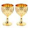2 Pcs Wine Glass Exquisite 3D Relief Rose Flower Pattern Decorative Vintage Wineglass Gold