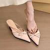 2025 Новая весенняя мода Универсальные туфли-полусапожки на высоком каблуке с острым носком и бантом Женская уличная обувь Подчеркивает ноги Не устают