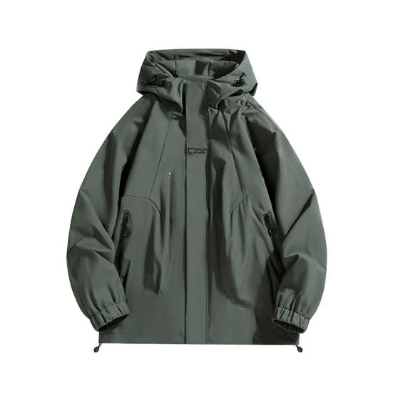 Пара Водонепроницаемая Куртка С Капюшоном Длинный Рукав Весна Осень Повседневная Куртка с Карманами Однотонная Верхняя Одежда для Путешествий на Открытом Воздухе