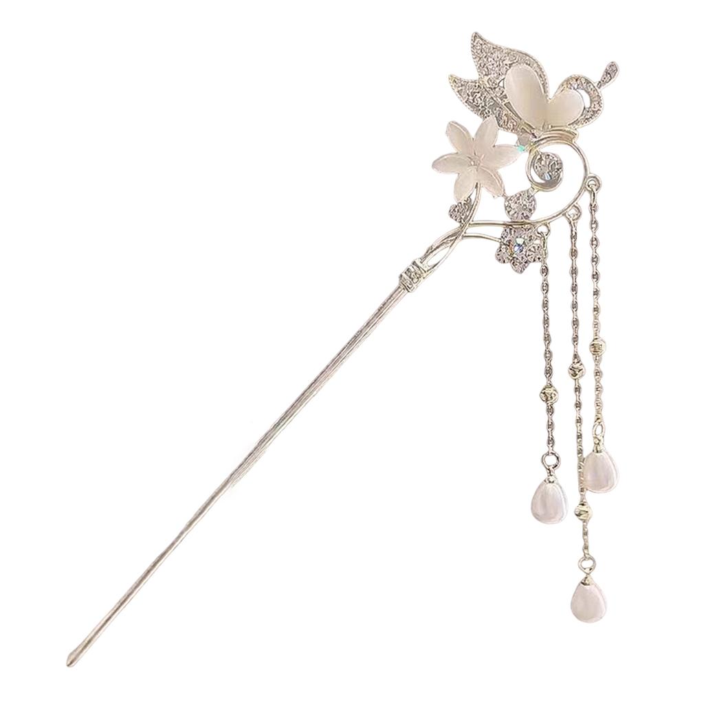 Elegant Butterfly Hair Pin Floral Hairclips Alloy Headpieces Pearls Chain Tassel Hair Sticks Ancient Chinese Style Hair Jewelry
