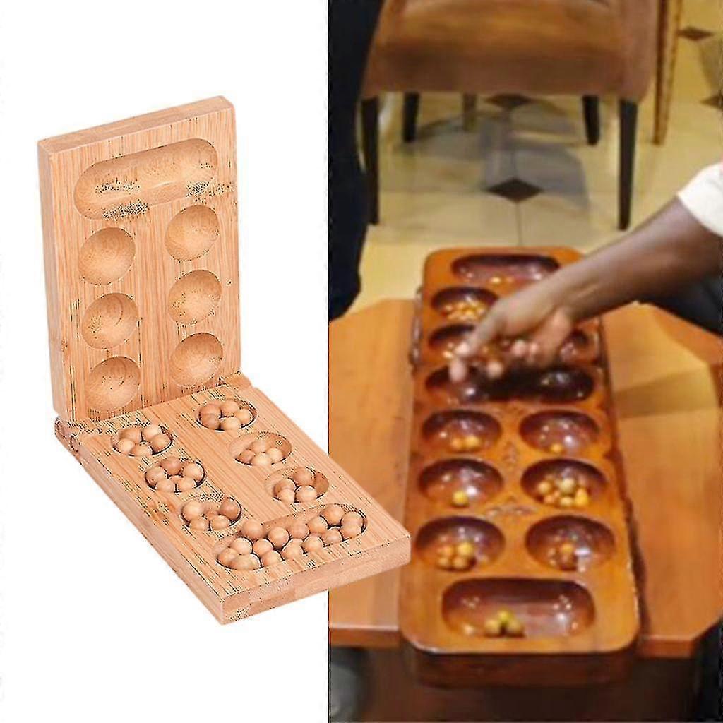 Classic Foldable Wooden Mancala Board Game Strategy Game Easy Store Durable