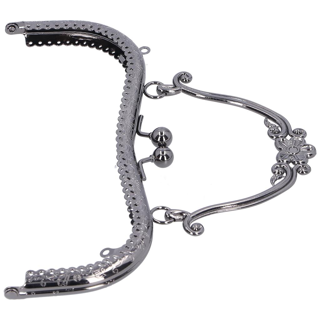 Metal Purse Frame Kiss Clasp Lock Retro Embossed Handle Hardware Accessories 20.5cmGun Gray