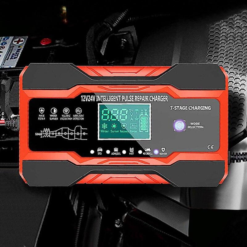 12 В-24 В, полностью автоматическое автомобильное зарядное устройство, 12 В, 10 А, цифровое автомобильное зарядное устройство, импульсный ремонт для AGM GEL WET свинцово-кислотного типа