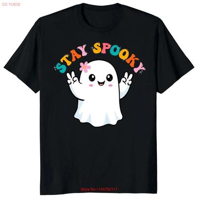 Stay Spooky Halloween Scary Creepy Ghost Cute Groovy Costume T Shirt Vintage Washed Designer Clothes Stylish Unisex Breathable