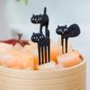 6Pcs Black Cat Food Picks For Lunchbox Mini Fun Fruit Picks Cocktail Picks Bento Lunch Box Forks Decor Party Accessories