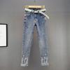 Sequined Diamond Feet Jeans Women's Autumn Clothes High Waist Slim Slimming Pencil Nine-point Pants