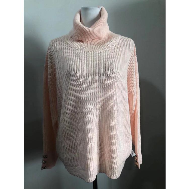 Autumn and Winter Women's Sweater Solid Color High Neck Knit Pullover Casual Fashion Sweater