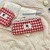 Sweet Plaid Storage Bag Cute Stationery Storage Pouch Makeup Bag Travel Toiletry Pockets  Travel