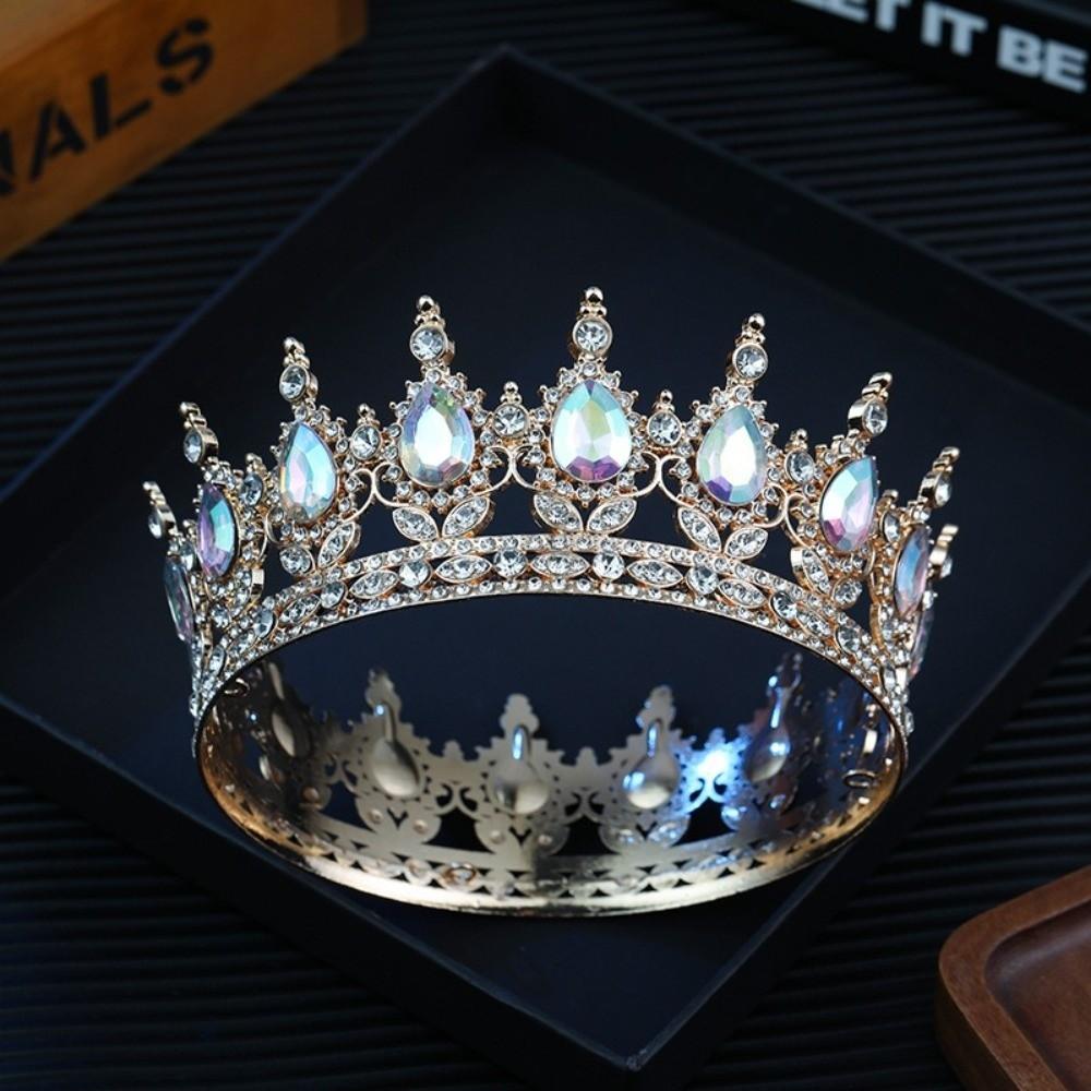 Vintage Rhinestone Wedding Crown Sparkling Crystal Headpieces King Bridal Tiara Wedding Ceremony