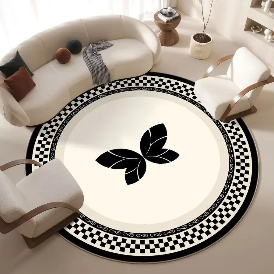 Скандинавский белый круглый ковер для украшения гостиной, пушистые мягкие коврики для спальни, прикроватный коврик для пола, домашний, моющийся, нескользящий ковер