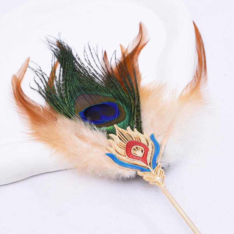 1 штука прочного и великолепного сплавного головного убора, заколка для волос с павлиньим пером, яркий и изысканный цвет, элегантный и прочный