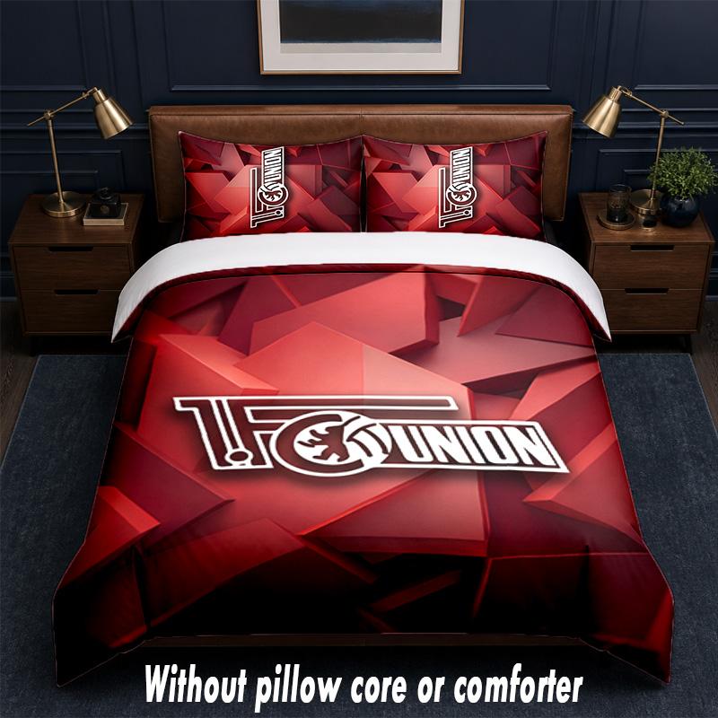 Union Berlin FC Design Bed Bedding Set 1 Duvet Cover + 2 Pillowcases Soft Breathable Household Bed Linens