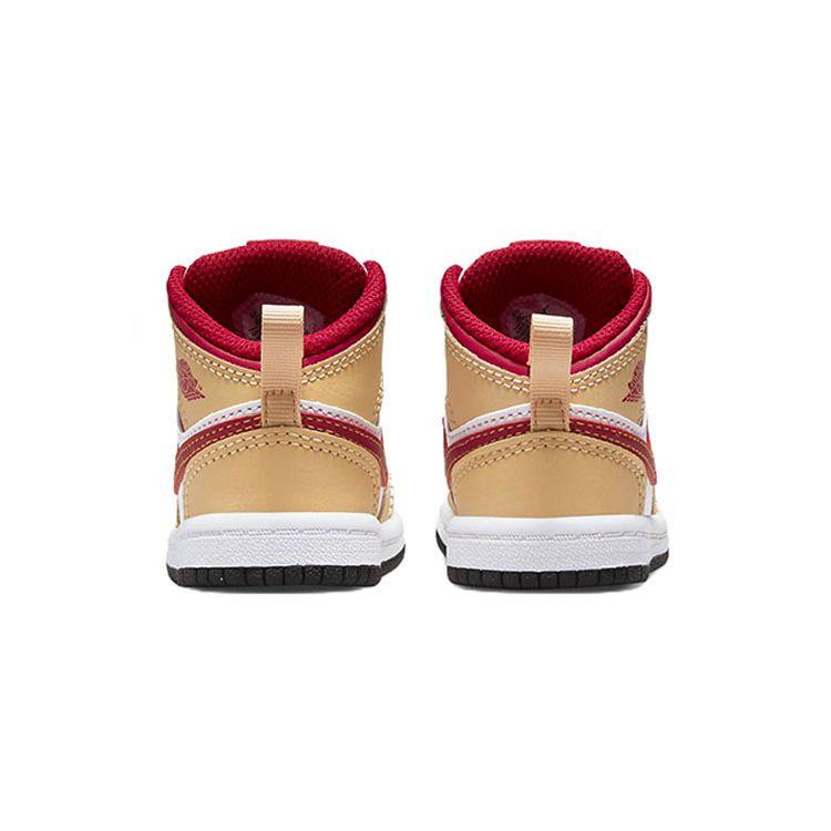 Jordan 1 Детские кроссовки Mid TD Бежевые Красные Белые 640735-201