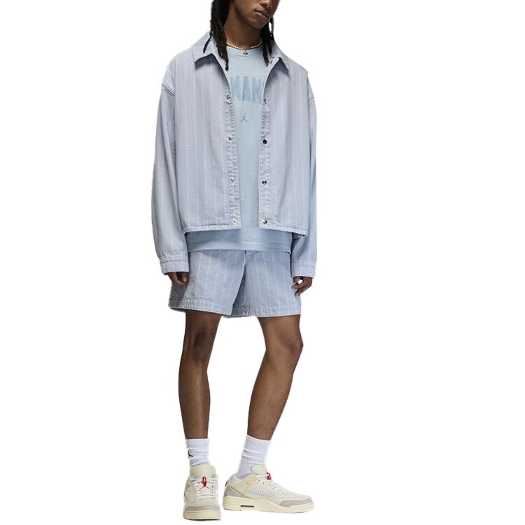 Jordan XA Ma Maniére Collaboration Удобная модная полосатая куртка с длинным рукавом Куртки унисекс Light-Armory-Blue HF4354-440
