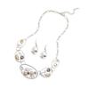 Luxury new color painting oil hollow round petal stud earrings necklace set, creative personalized women's necklace