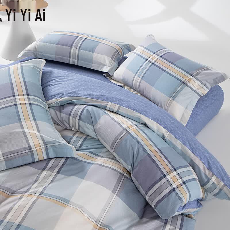 Хлопковый комплект постельного белья в клетку Yiyi'ai, 4 предмета