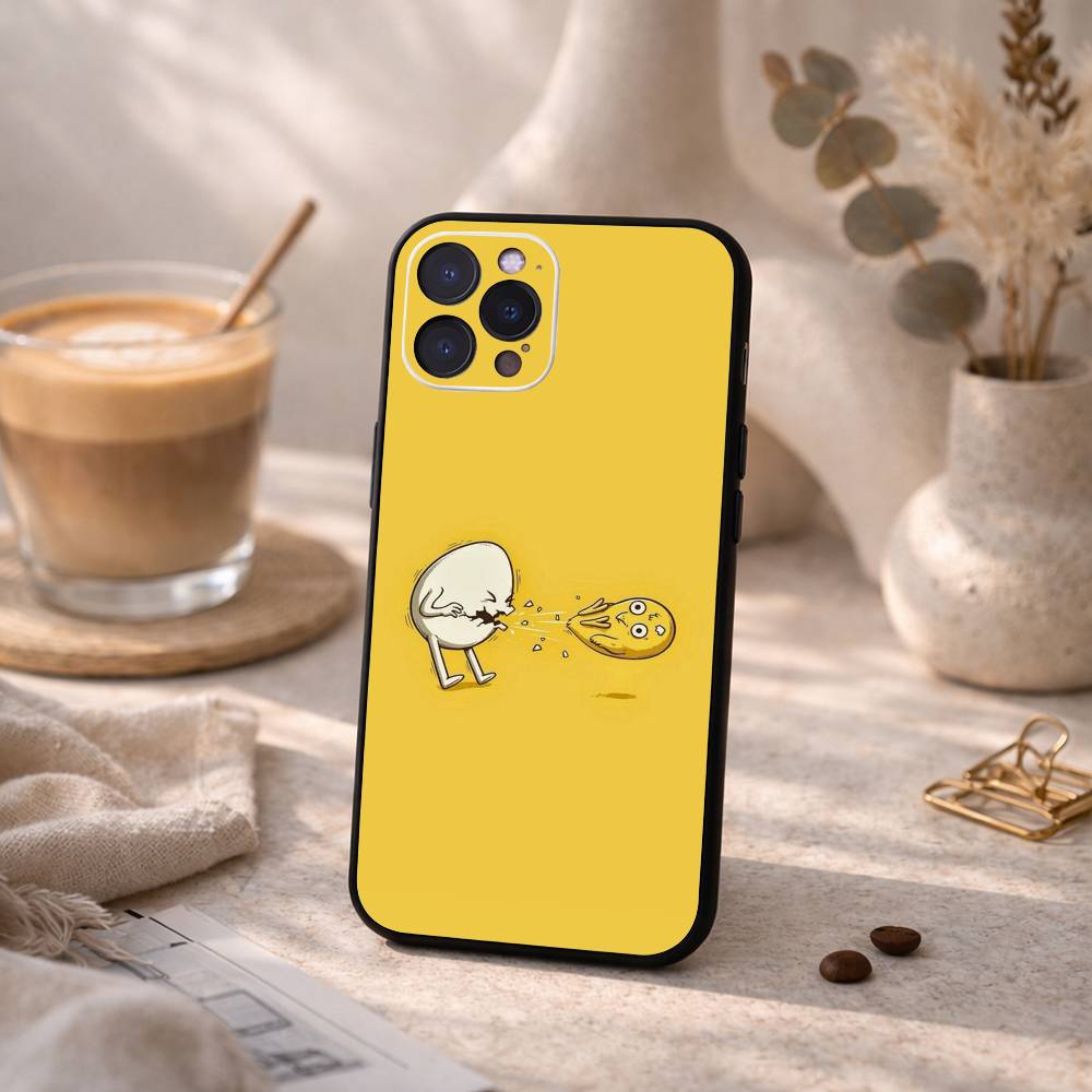 Забавный Милый Еда Модный Чехол для Телефона Для iPhone17,16,15,14,13,12Plus,Pro Max,XS,5G Мягкий Силиконовый Черный Чехол