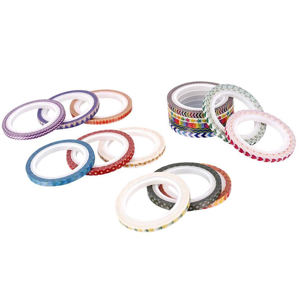 PBM Masking 48 Narrow Christmas Tape, Rolls, 3mm, Bulk, Thin, Wrapping, Gift, Decoration, Design, Colorful, Sparkling,