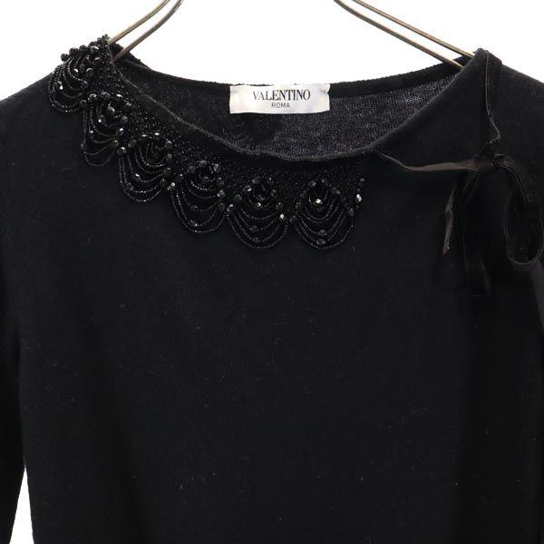 Valentino Сделано в Италии Смесь кашемира Вязаный свитер с длинным рукавом 44 Расшитый бисером Женский Б/у