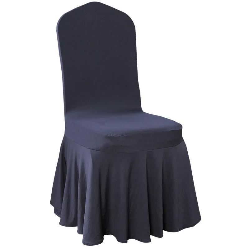 Solid Color Wedding Chair Cover Party Decoration Spandex With Skirt Pleated Use Elastic Stretch Dining Luxury Birthday Banquet