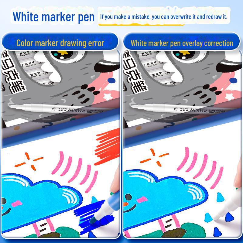 Водостойкие акриловые маркеры Kaba Bear - 24 цвета, глянцевые, для творчества для детей со специальной кисточкой