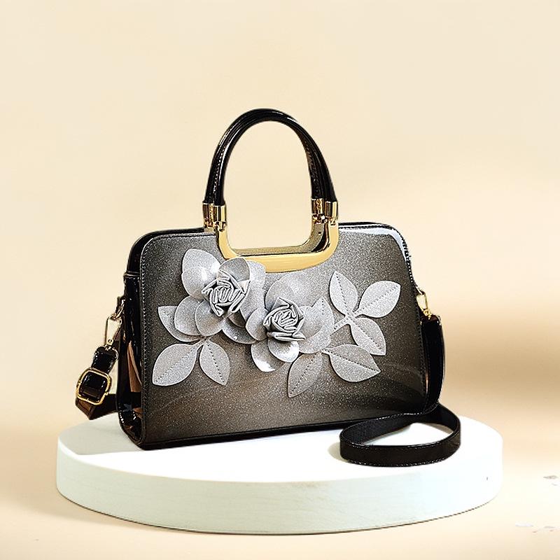 Градиентный цвет 3D аппликация глянцевая лакированная кожа сумка-тоут через плечо