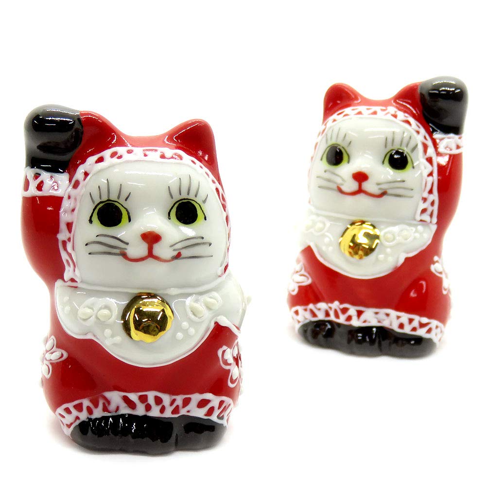 Waza no Kura Lucky Cat Украшение Kutani Ware Chibi Lucky Cat Санта Открытие Празднование Подарок На День Рождения Пара Подарок