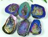 24-30 MM Rainbow Titanium Aura Agate Druzy Fancy Loose Gemstone 6 Pcs Lot SY-105