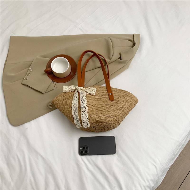 Women Braided Basket Clutches Top-Handle Bag Large Straw Portable Shoulder Bag Summer Beach Purses Shopper Satchel Quality