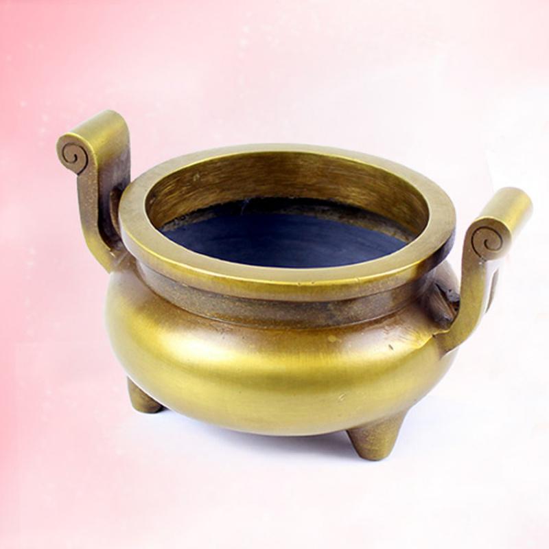 Three-Legged Tripod Buddha Offering Plate Copper Incense Living Room Ornament Aromatherapy Tube Cap Ear Burner Dam