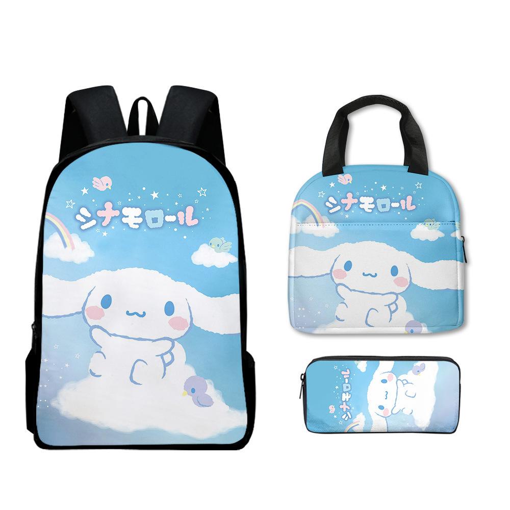 Cartoon Cinna Moroll Backpack Student School Bag Lunch Bag Pencil Bag Three-Piece Set