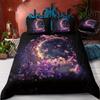 Aesthetic Purple Floral And Moon Print Duvet Cover With Pillowcases, No Filling, Soft Microfiber Bedding For Bedroom Decor