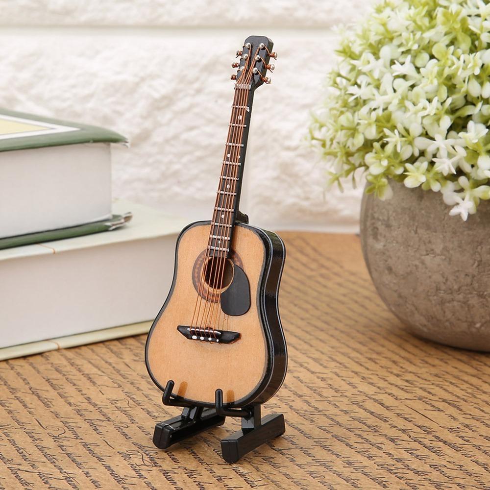 3PCS With Stand Mini Wooden Guitar Mini Guitar Ornament Décor Guitar Home Decor Display Model