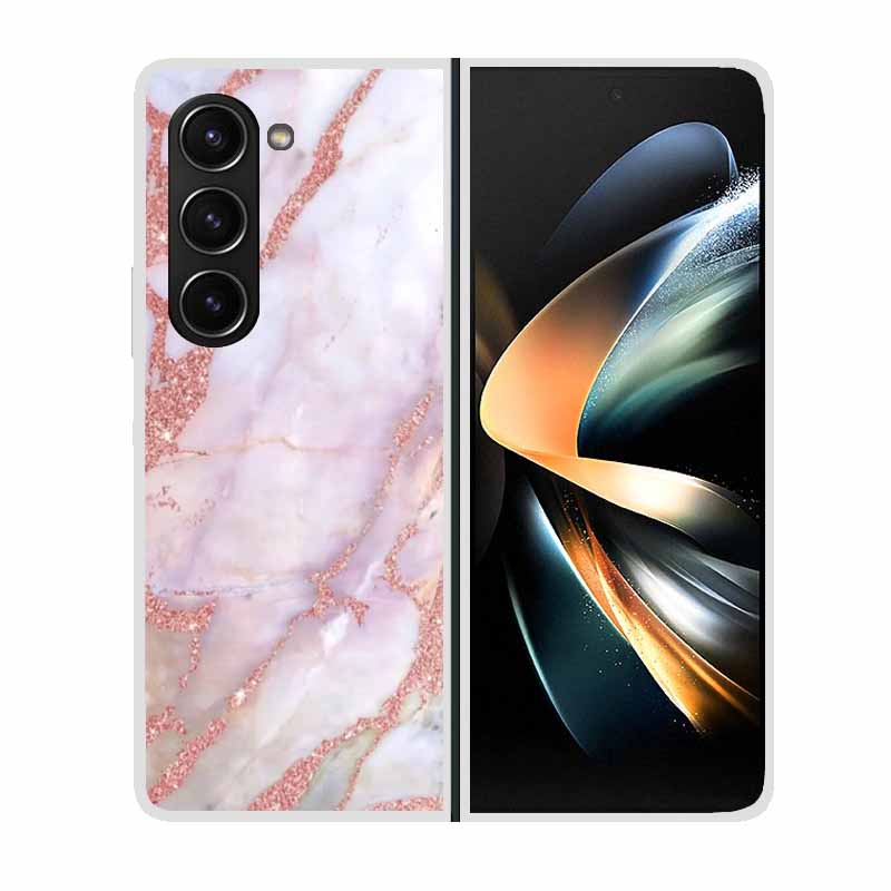 For Samsung Galaxy Z Fold 5 ZFold5 Cases Marble Transparent Shockproof Protection Hard Back Cover For Samsung Z Fold 5 5G Cases