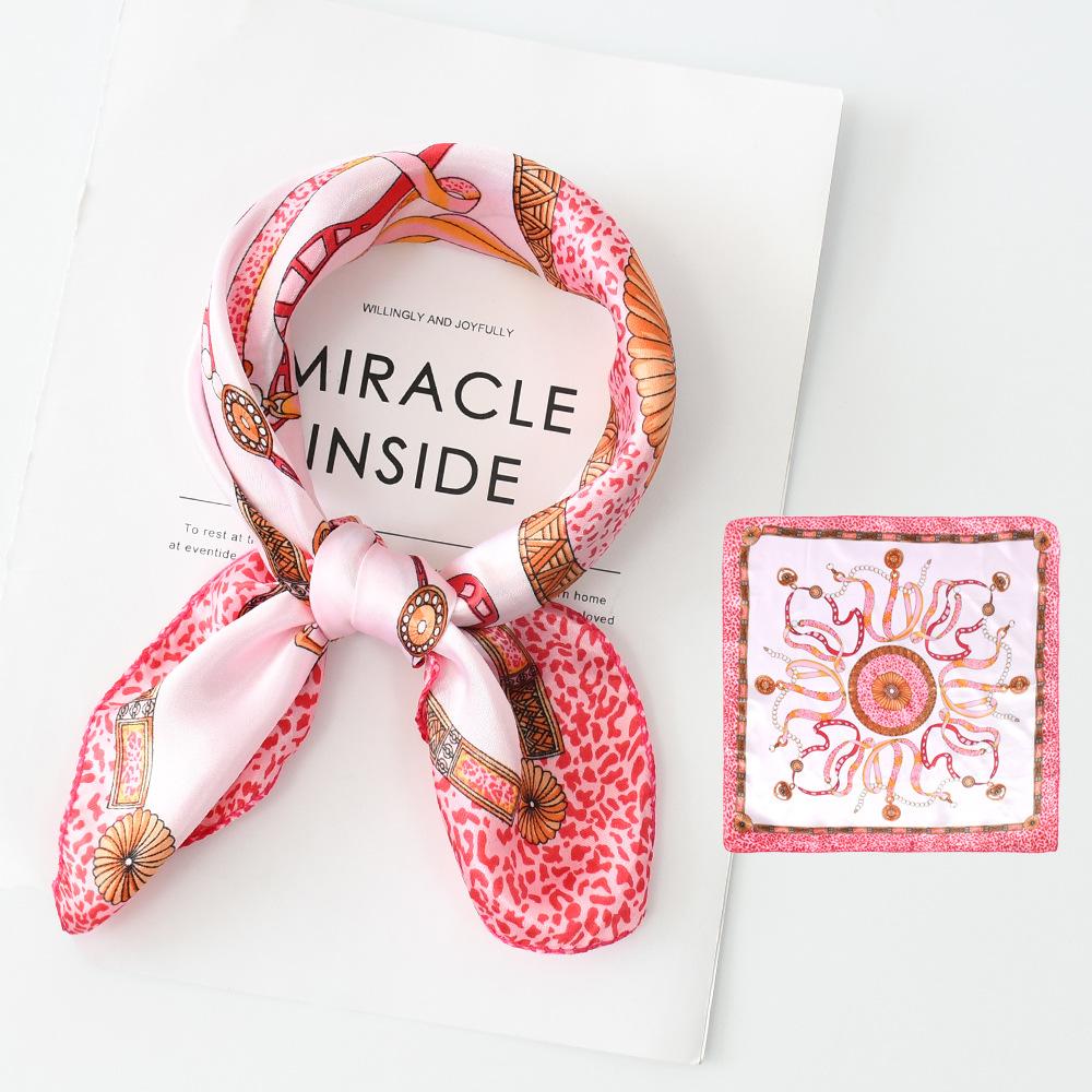 Новый модный высококачественный шелковый шарф квадратный шарф цепочка имитация шелка 50x50 маленький шарф для женщин