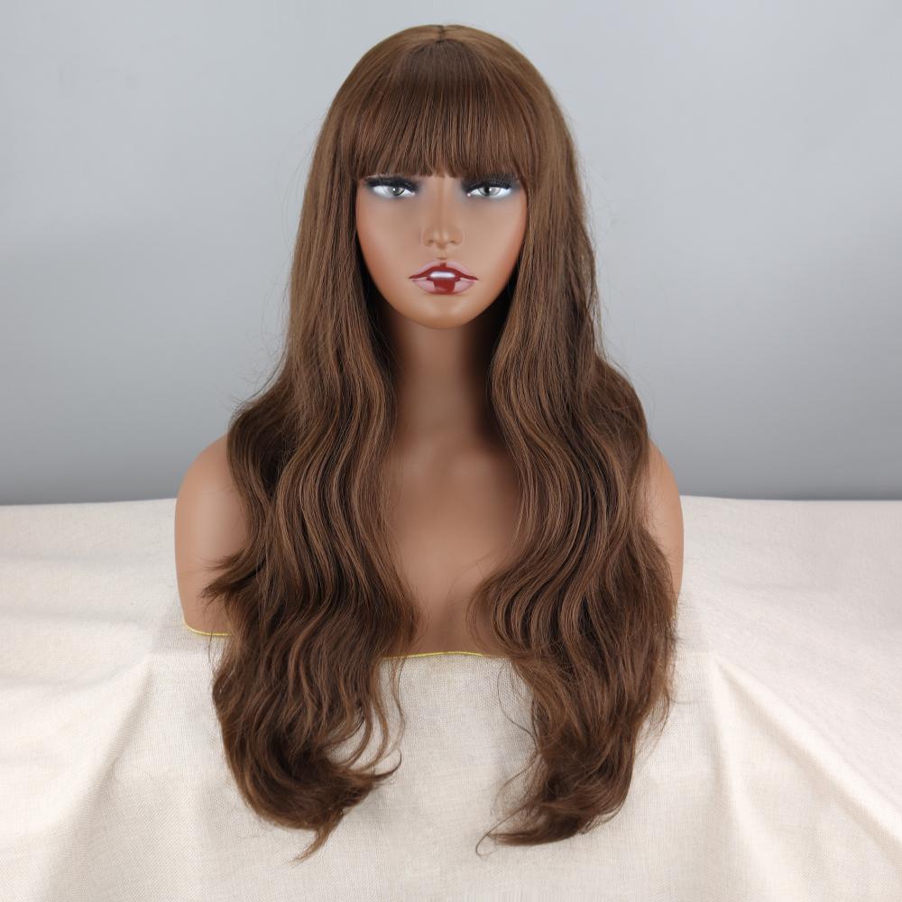 XINRAN Женский модный длинный прямой парик красного вина с челкой из синтетического волокна, натуральный прямой парик для косплея, повседневная одежда