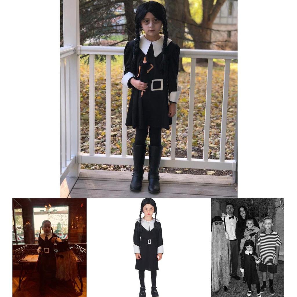 Семейка Аддамс Среда Черное Платье Готический Костюм Для Детей Возраста 3-12 лет