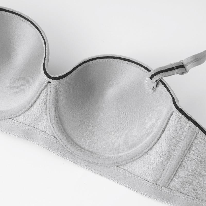 Хлопковый глянцевый тонкий бюстгальтер со сборками со стальным кольцом Нижнее белье Бюстгальтер