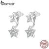 Серьги Bamoer со звездами из белого золота, твердые гипоаллергенные серьги из стерлингового серебра 925 пробы для женщин, милые серьги-гвоздики для девочек