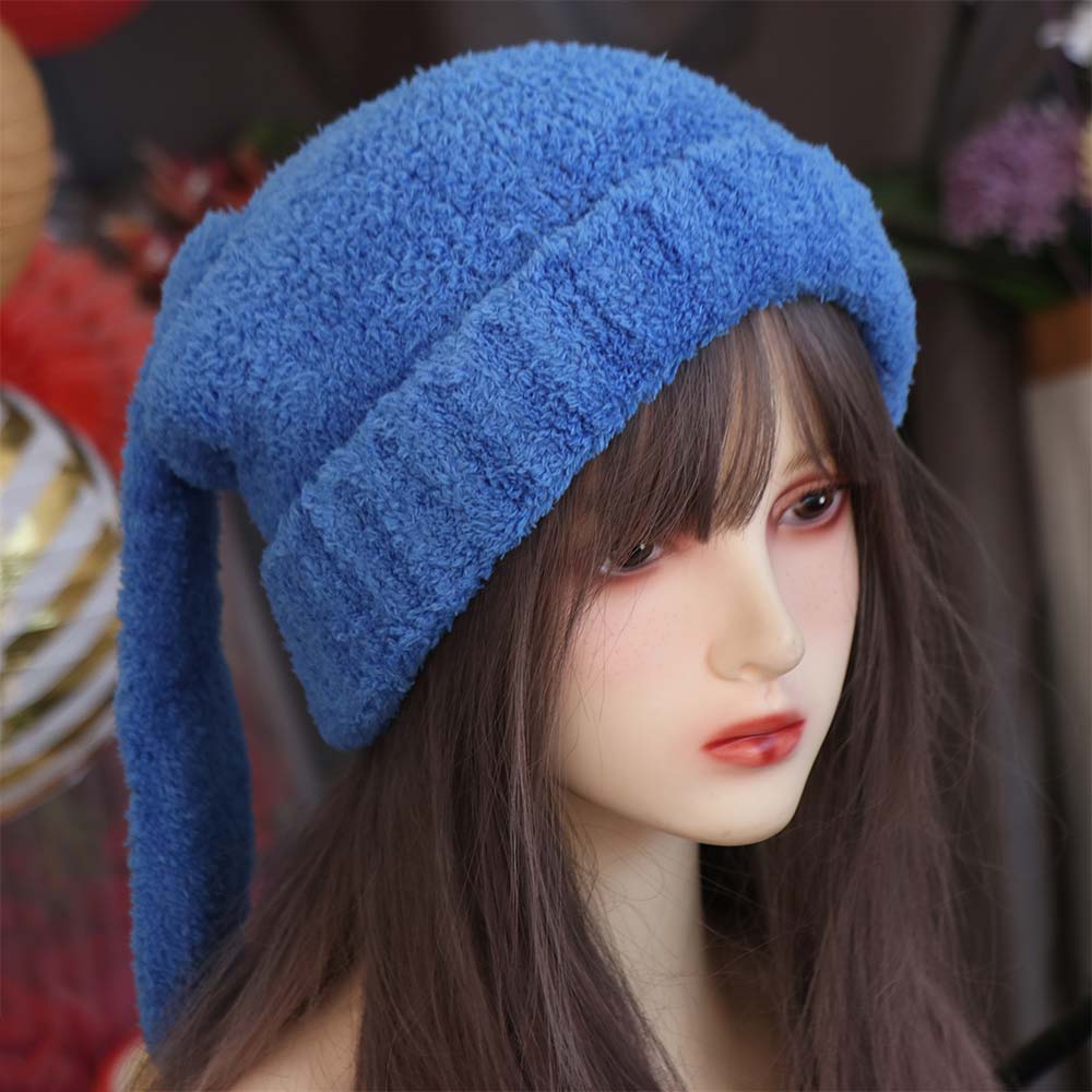 Knitted Rabbit Ear Hats Solid Color Plush Skull Cap Lovely Women Beanie Hat Girl